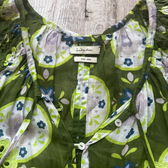 INNIKA CHOO Mini Frill Meg Nettick dress in Lime Floret color, size 0. - Picture 11 of 13